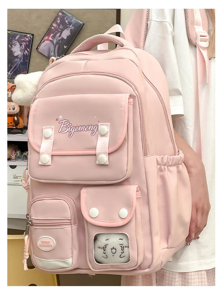 2025 cute student Backpack schoolbag For High School And Primary School Student Campus Versatile Backpack with doll