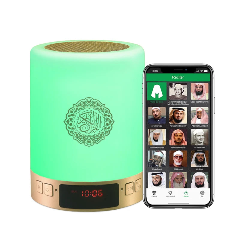 Islamic Wireless Portable Quran Speaker LED Night Light Koran Lamp With AZAN Clock Mp3 Player Muslim Gift Veilleuse Coranique