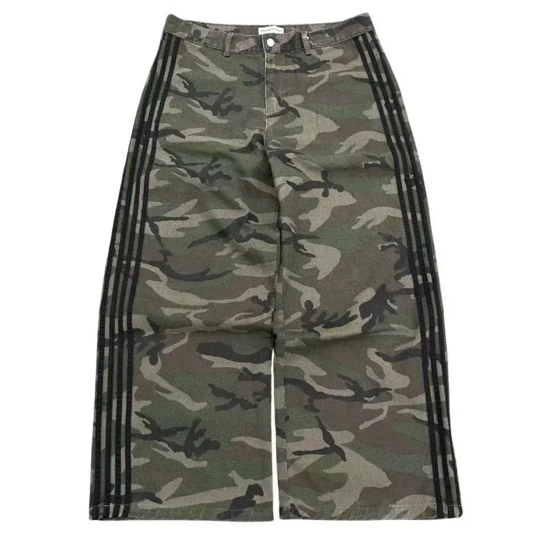 Men's pants camouflage sweatpants retro trend classic women's pants oversized loose wide-legged pants street versatile jeans