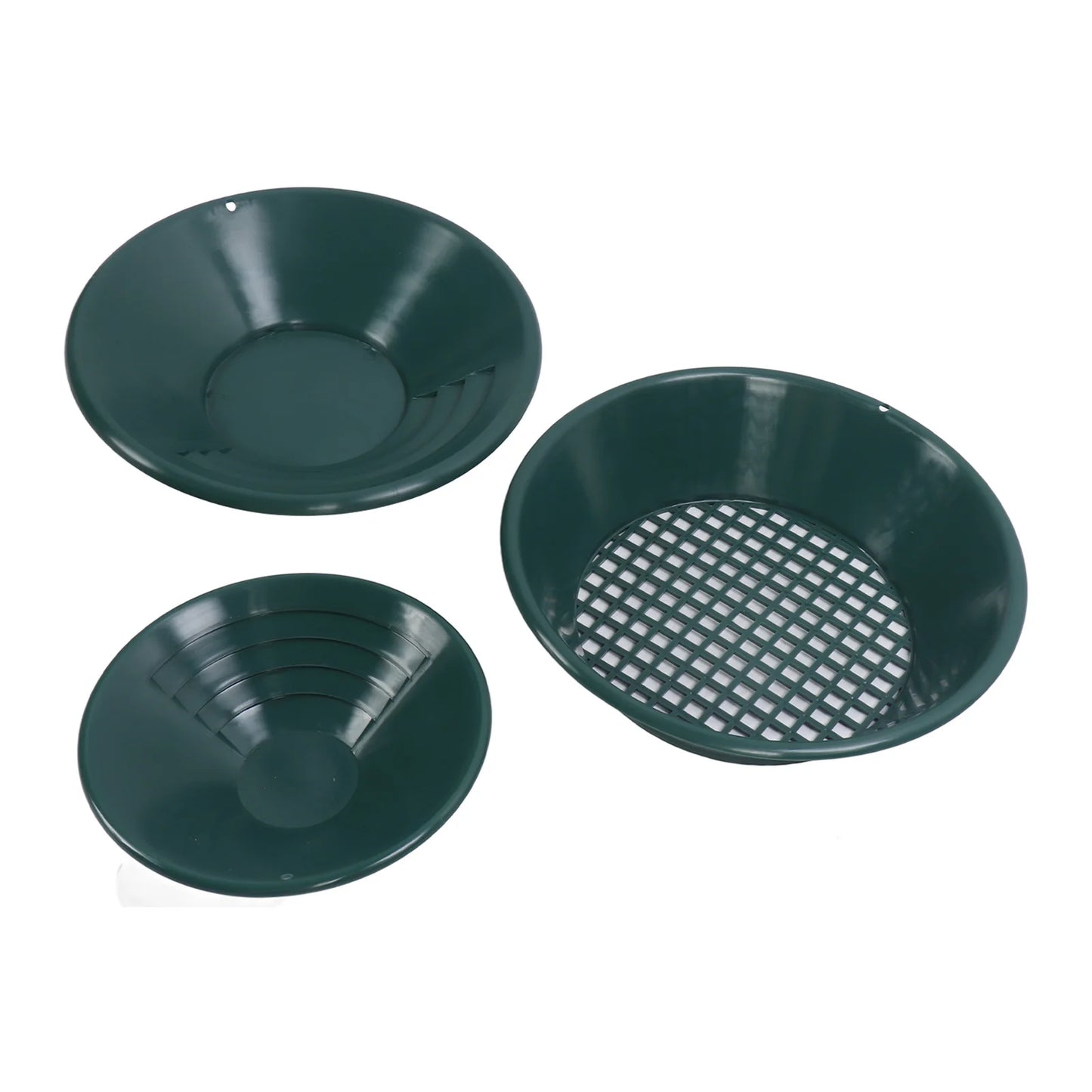 Gold Panning Pan ABS Plastic 90 Degree Rifling Design Round Gold Pan Kit Lightweight Green for Mineral Extraction