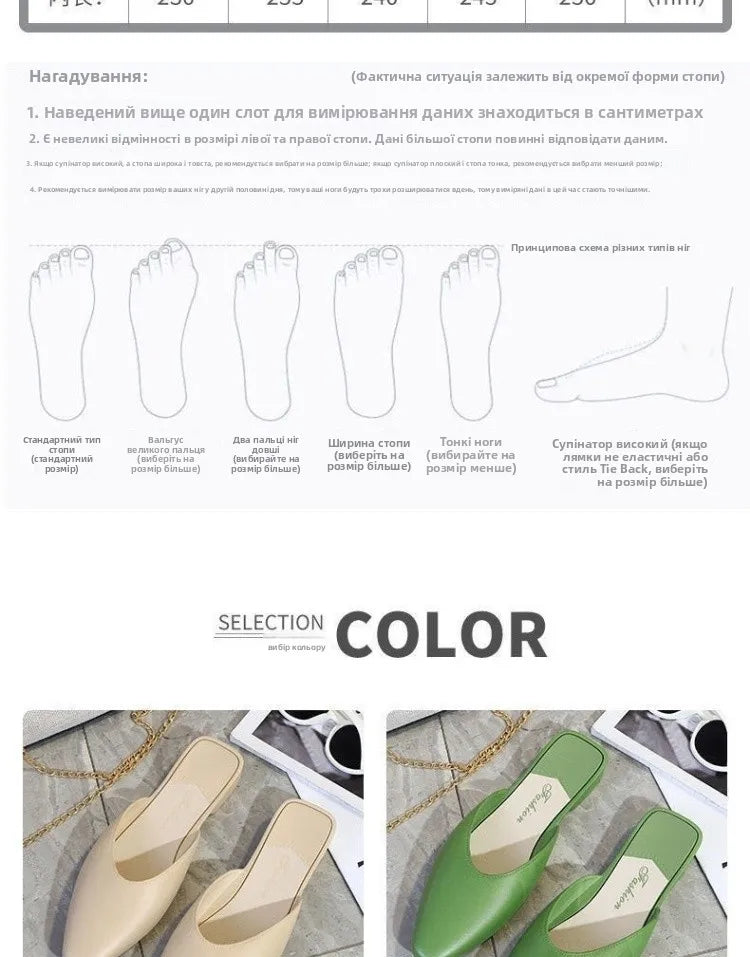 Women's Summer Outdoor Wear Pointed Toe Faion Mule Slippers Flat Bot f Cover Single oes mat Sle Daily Use ...