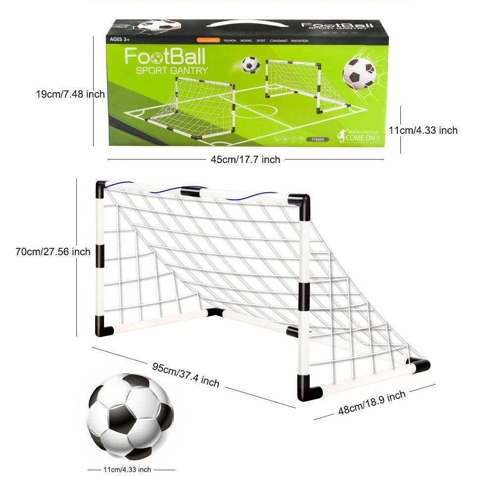 Football Goal Sports Toy Foldable Children's Football Gate with Pump & Ball Portable Soccer Goal for Outdoor Football Training