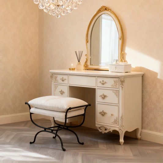 French dressing stool Footrest Ottoman furniture bedroom designer dressing stool retro iron shoe changing stool tea stool edge s