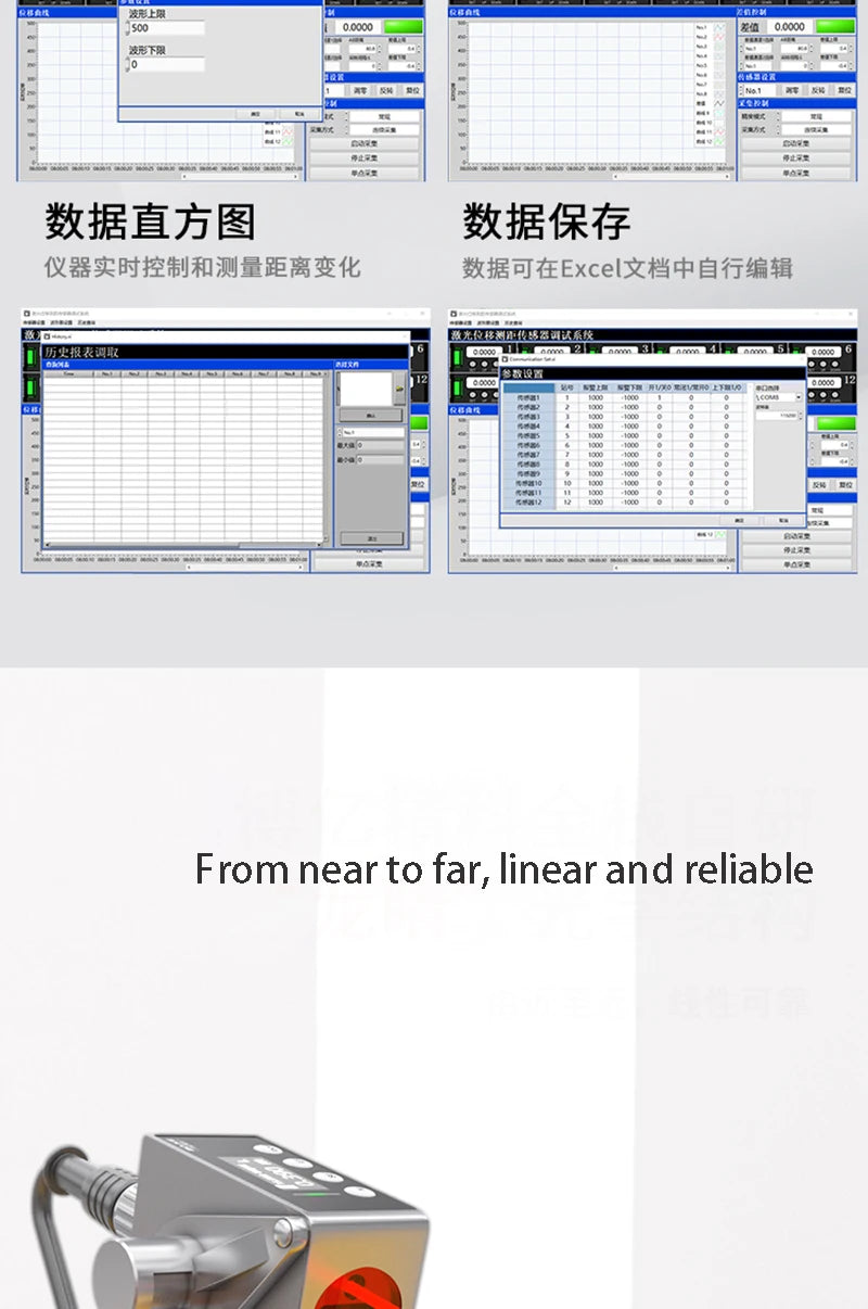 50m long distance laser displacement ranging sensor TOF photoelectric switch RS485 communication analog quantity