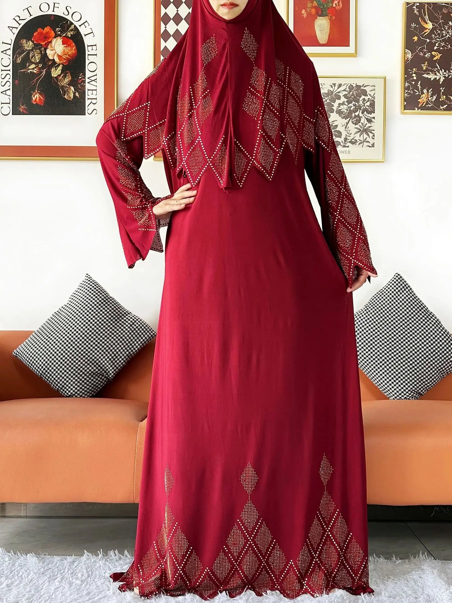 2025 Islamic Women's Hijab Scarf Long Dress Sets Prayer Garment Set Long Khimar Dress And Hijab Combo for Ramadan Daily Wear