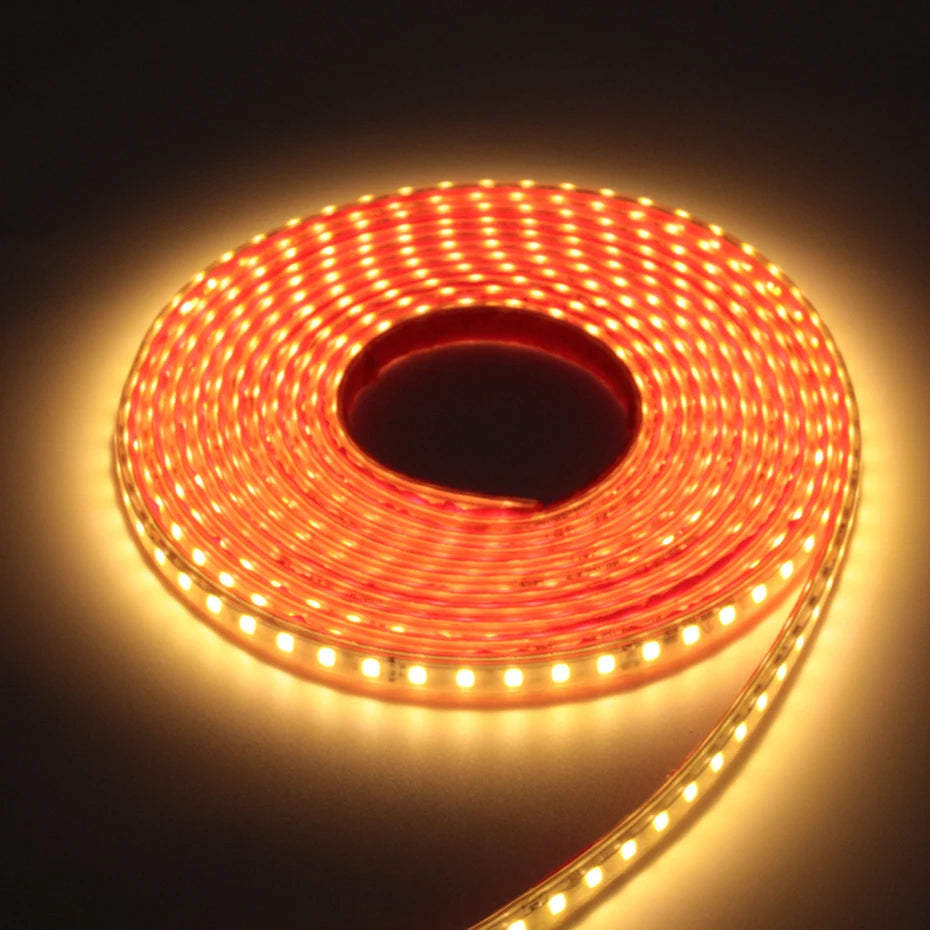 Led Strip Light AC220V 120LEDs/m Flexible Tape IP67 Waterproof with EU AU UK Timing Dimming Switch Plug Self-Adhesive LED Light