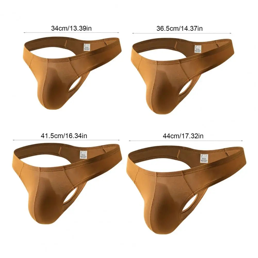 Summer Men Thong, Low-Waisted T-Shaped Cut Briefs, U Convex Supportive Pouch Panties, Elastic Lightweight Underwear