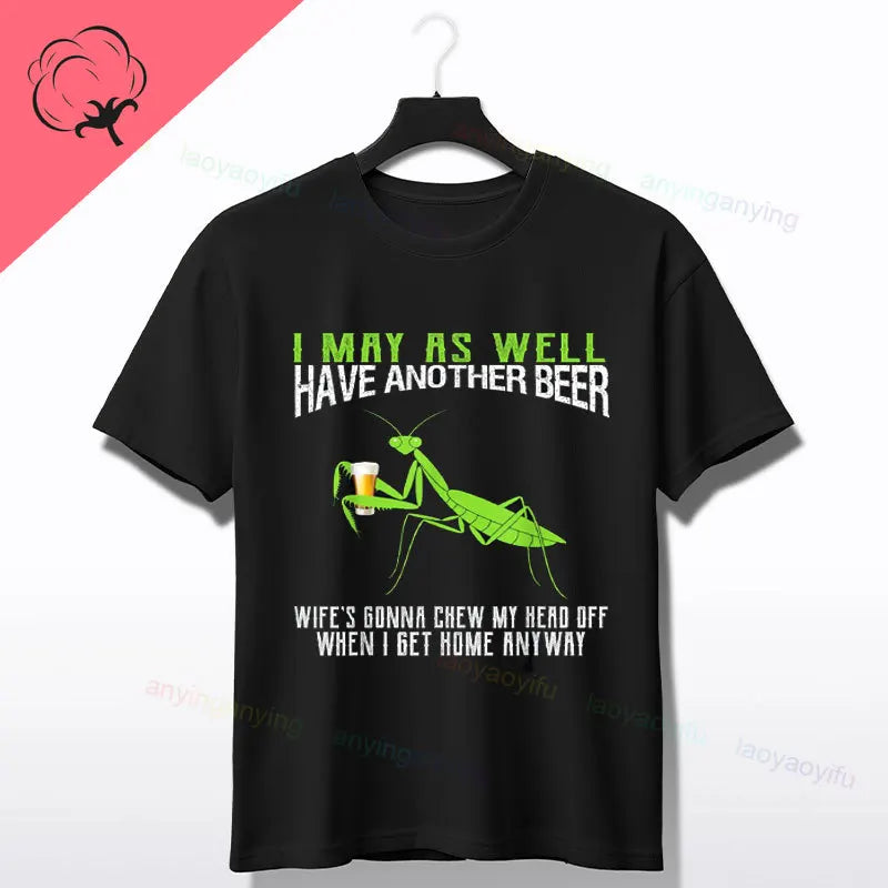 Praying Mantis Insects Bug Love Praying Mantis- Retro T-Shirt 100% Cotton Short Sleeve O-neck Tee Humor Style Design Casual Wear