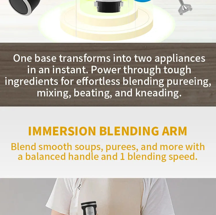 Manual Hand Blender 800 Peak Watt 1 Speed Immersion Blender And 7 Speed Hand Mixer Easy Glide Hand Blender Electric 600ml