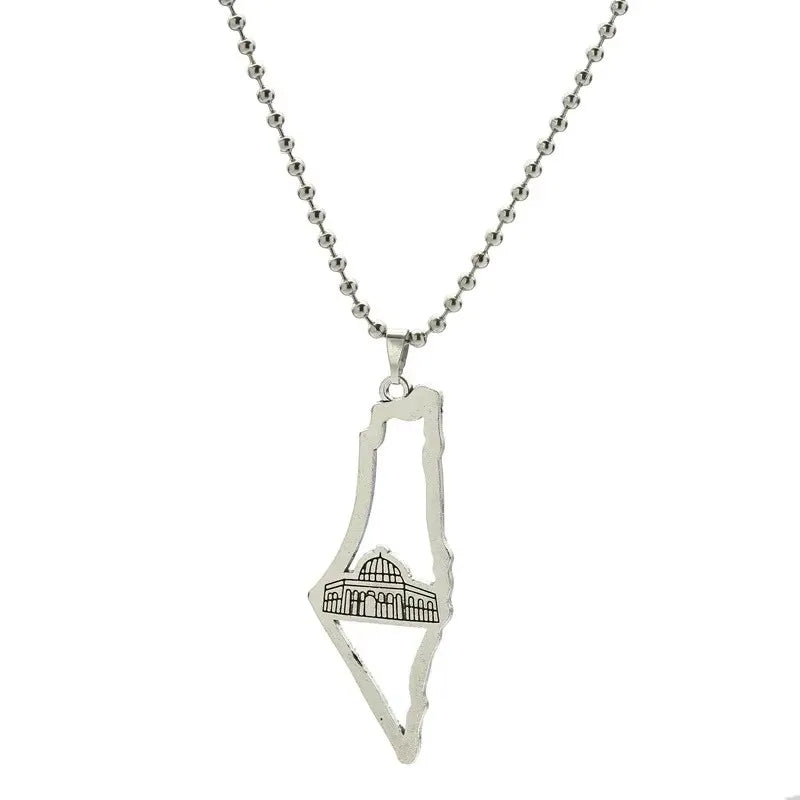 Palestine Country Map Flag Pendant Necklace for Men Women Stainless Steel Necklaces Jewelry Gifts
