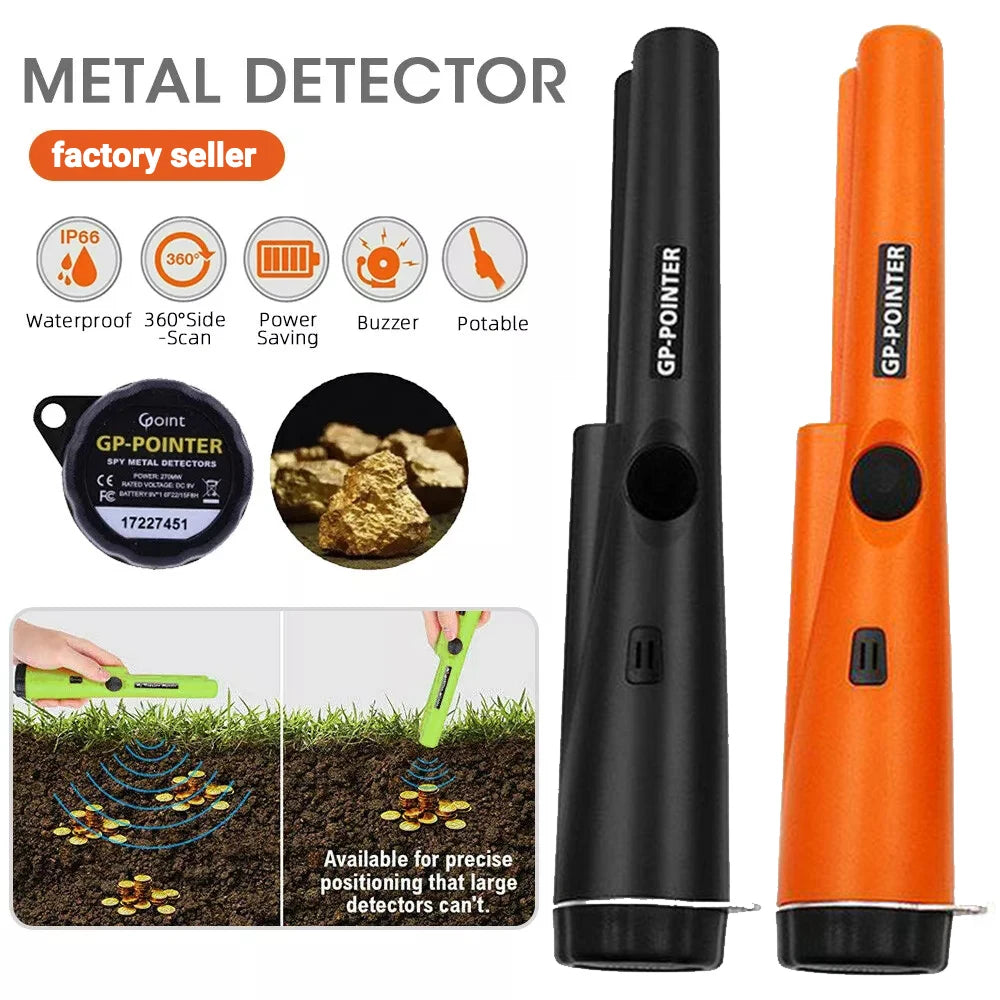 Metal Detector Outdoor Adventure Handheld Metal Detector Pinpointer Finder Waterproof 360° Side Scan Metal Detector Rod