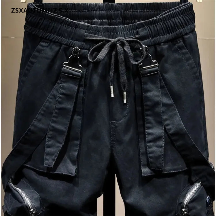 Pantalones Hombre Multi-pocket Overalls Men's Fashion Corset Feet Men's Casual Trousers For Men Loose Streetwear Hip-hop Pants