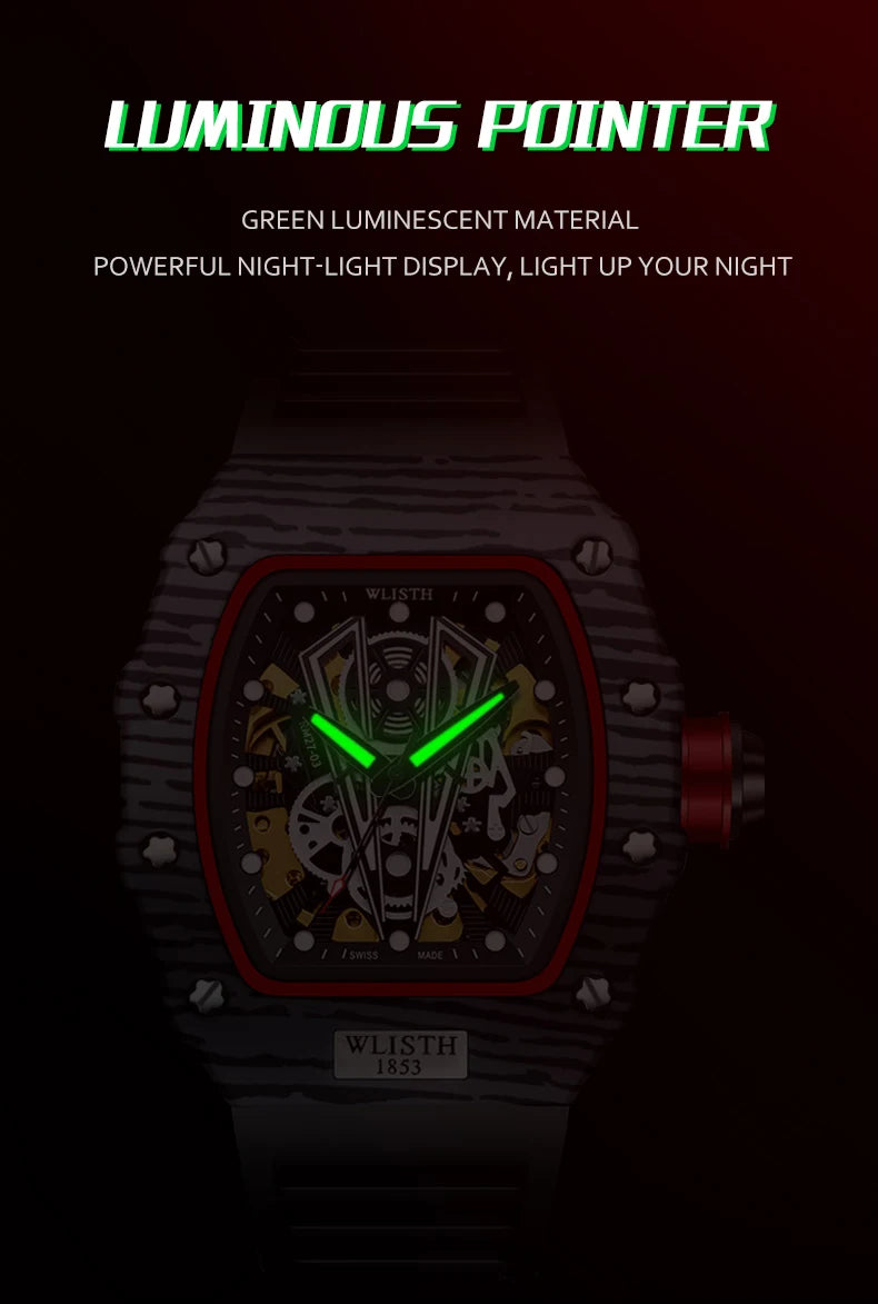 Automatic Watch Mechanical Watches for Man Barrel Type Mechanical Watch Men Waterproof Luminous Business Men Montre Homme