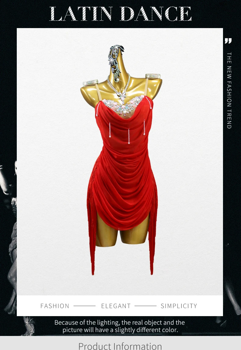 Dress For Dance Girl Costume Women Latin American Clothes Ball Sexy Skirt Line Suit Evening Practice Wear Stage Samba Customized