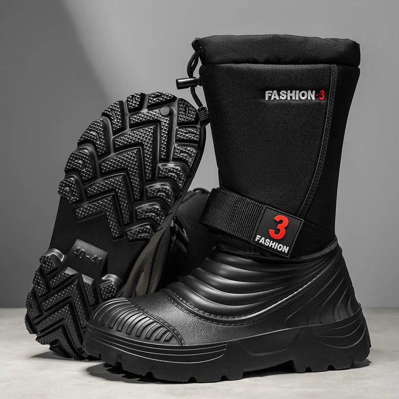 Men's New Snow Boots for Autumn and Winter, Fleece-Lined and Thickened, Cold-Proof, Outdoor Warm, Waterproof, Anti-Skiing, Hiking