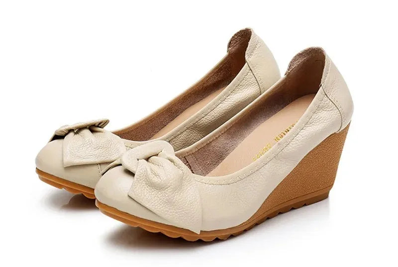 Women's Shoes New Fashion Genuine Leather High Heels Women Wedge Shoes Elegant Casual Woman Shoes Ladies Wedges Female Footwear