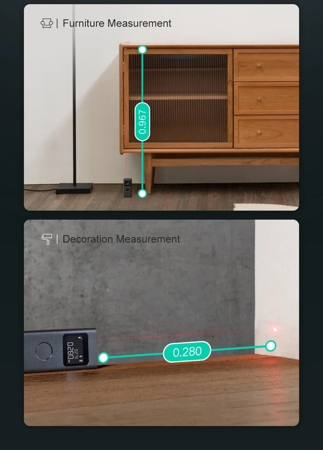 Original Xiaomi Mijia Smart Laser Rangefinder Real Time Distance Meter LCD Display Laser Range Finder Tape Measure Real Time New