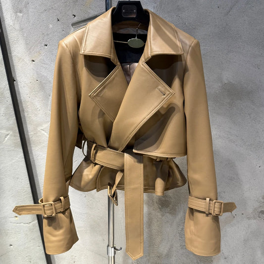 Ladies Blazer Leather Coat Office Lady Sheepskin Jackets Female Genuine Leather Outwear