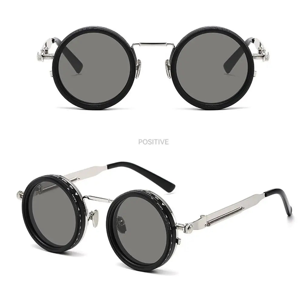 Polarized Round Sunglasses Men ND9 Adjustable Dimming Sun Glasses Women Retro Punk Fishing Eyeglasses Outdoor Shades UV400