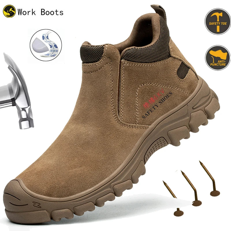 Safety Shoes Men Steel Toe Work Shoes Anti-smash Anti-puncture Indestructible Shoes Protective Boots Construction Work Shoes