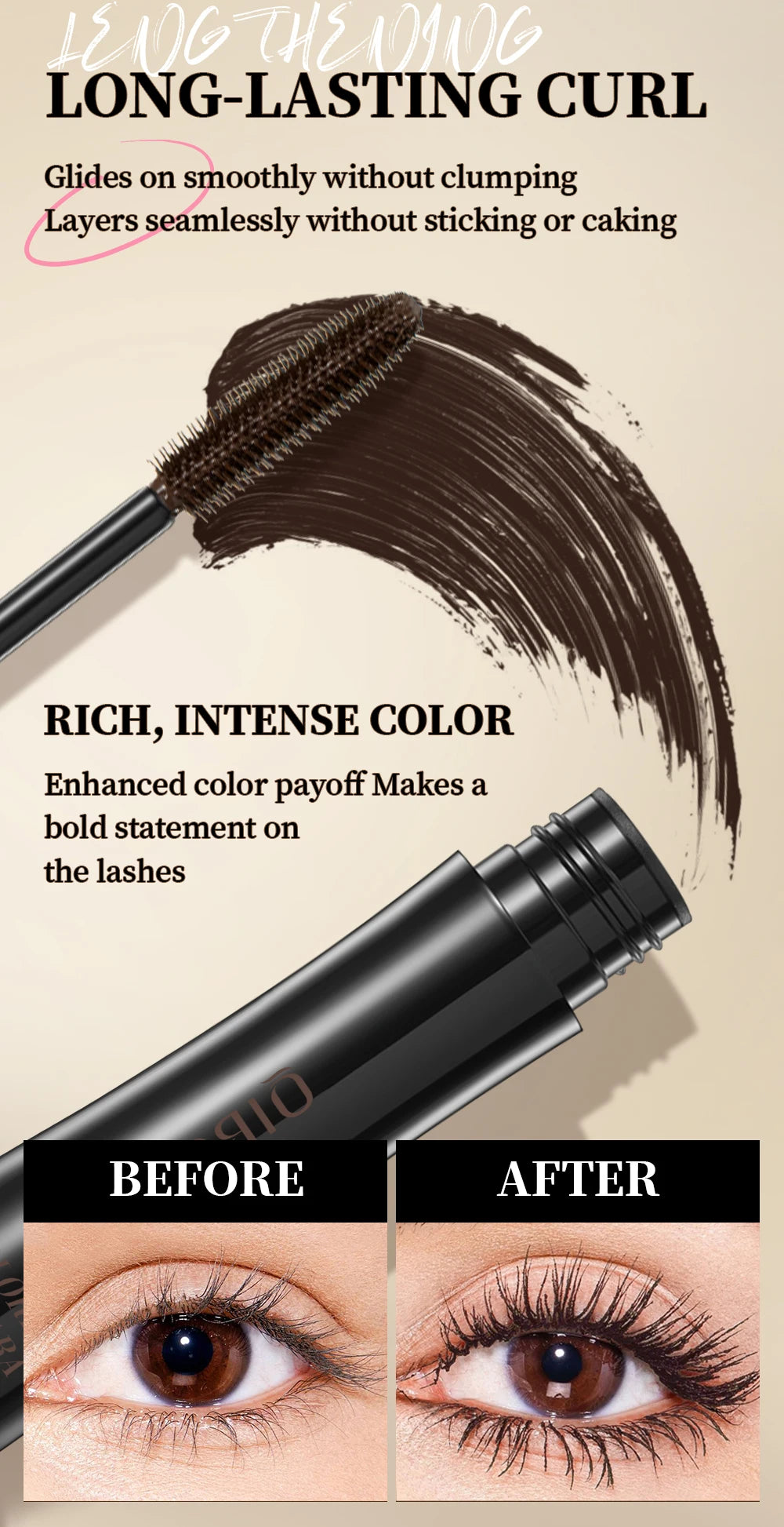 Chocolate Brown Mascara Colorful Curling Eyelash Extension Waterproof Fast Drying Lengthening Eye Black Lashes Makeup Lasting