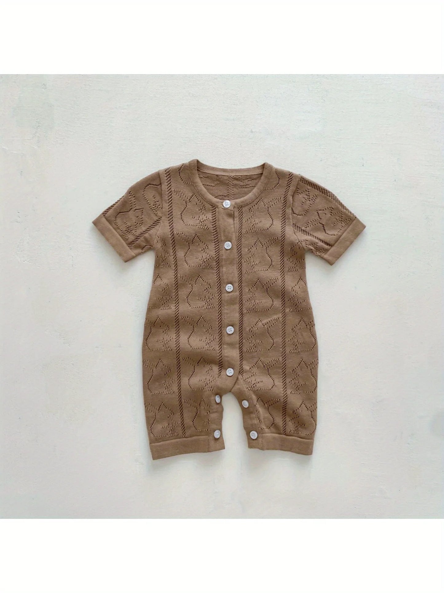 Baby Crawling Clothes, Versatile Newborn Clothes for Boys and Girls, Spring and Autumn Knitted Stylish Romper, Solid Color Jumpsuit