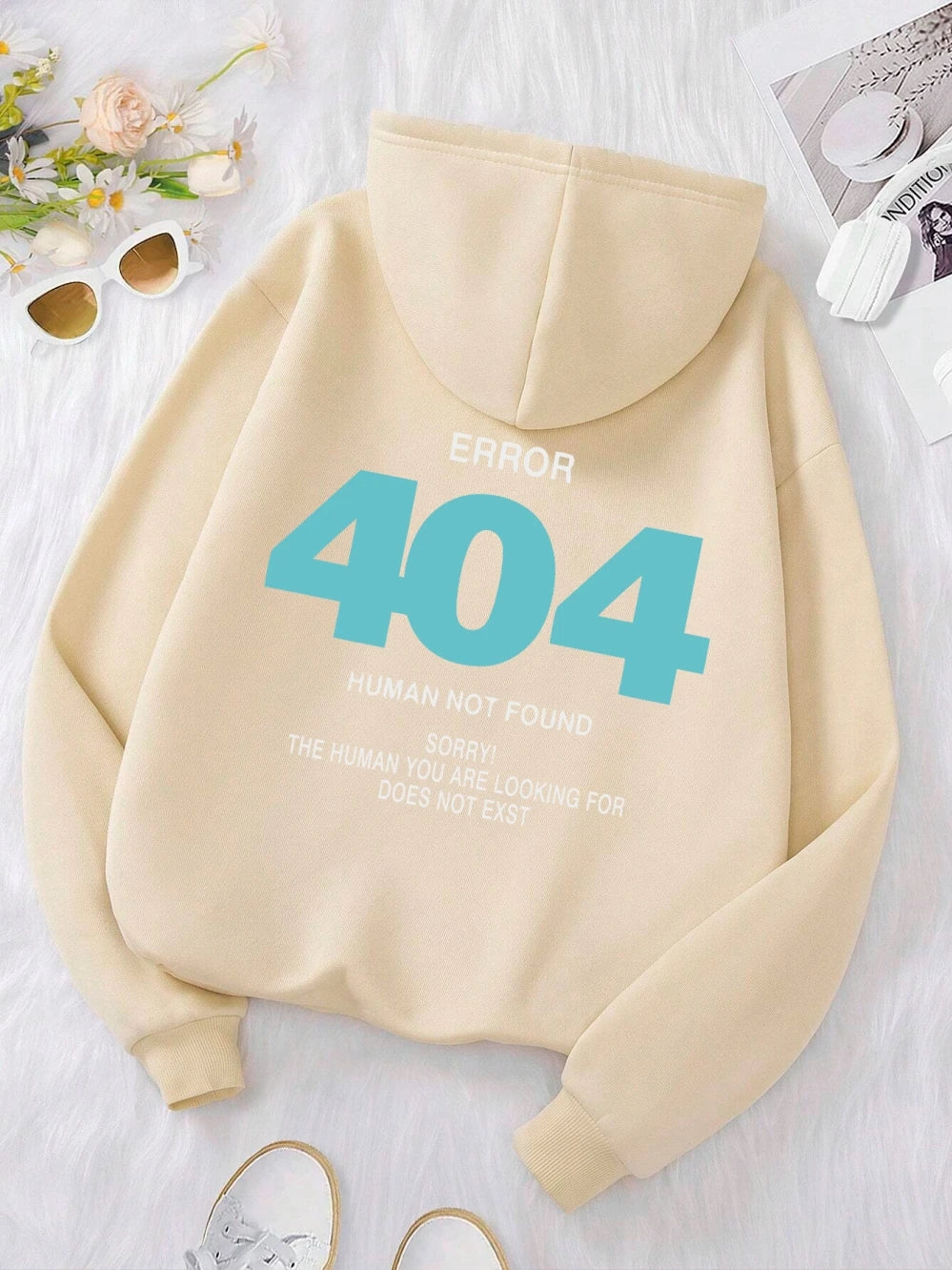 Women's Hoody Error 404 Human Not Found sorry Prints Hoodies Fleece Long Sleeve Oversized Clothes Hip Hop Street Pullover