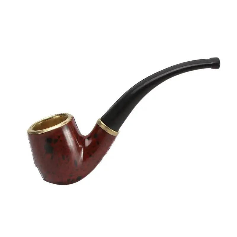 Durable Mini Cigarette Pipe Imitation Wood Pipe Men's Classic Resin Pipe Old-Fashioned Dry Pipe Portable Copper Pot Bent