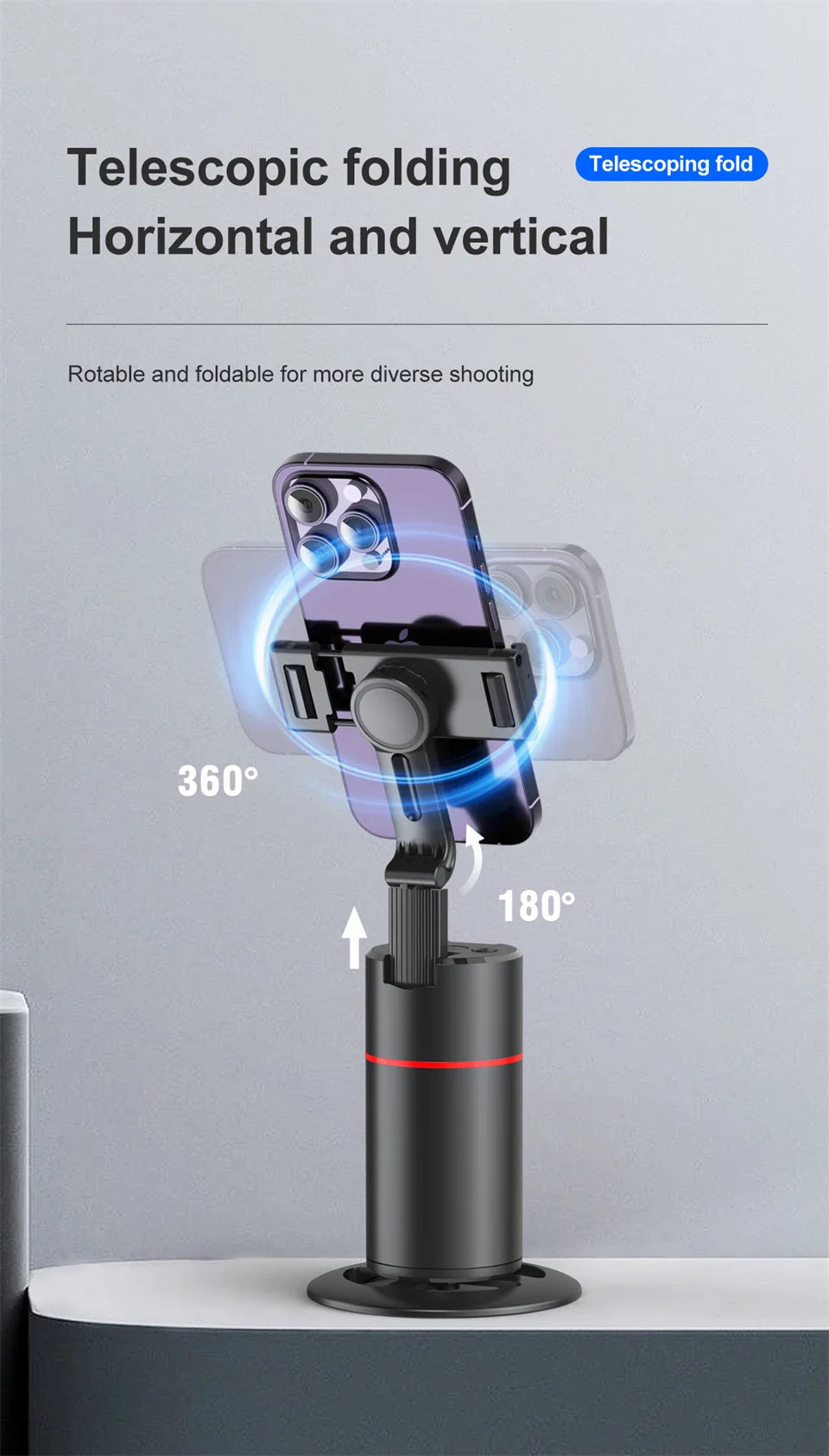 COOL DIER 2024 New 360 Rotation Gimbal Stabilizer Desktop AI Automatic Tracking gimbal With Remote shutter For Smartphone Tiktok
