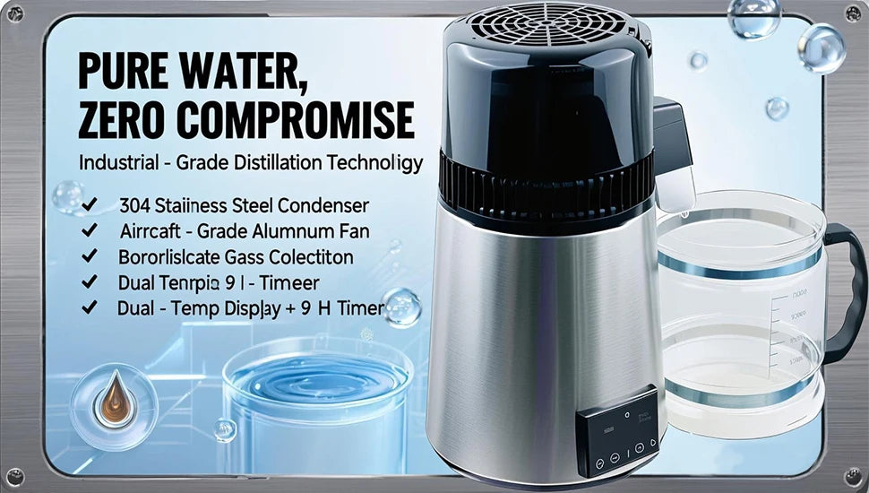 4L Water Distiller Purifier Filter For Three screen touch Display Stainless Steel Cooler Office Home Use Prevent Burning Dry