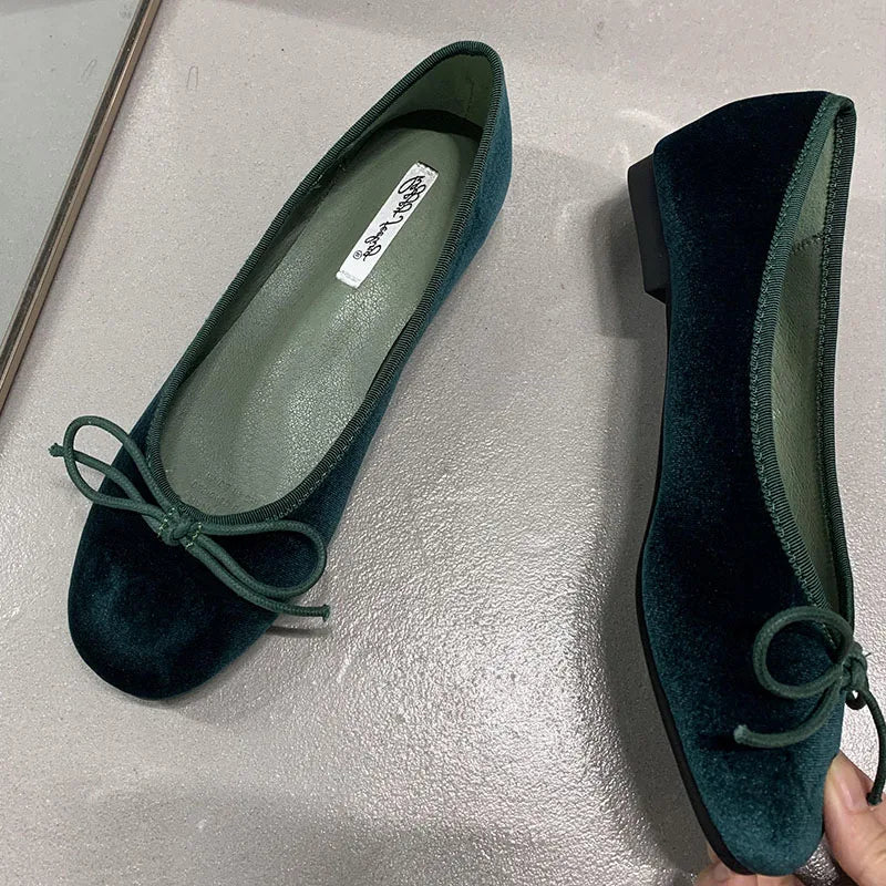 Fashion Silk Women Ballet Flats Shoes Footwear Designer Shallow Female Round Toe Butterfly-Knot Ladies Flats Slides Shoes