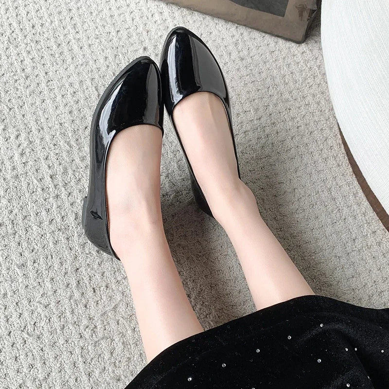 Ladies Formal Flat Shoes Spring Autumn Non-slip Women Black Causal Loafers Uniform Shoes Versatile Women's Ballet Leather Shoes