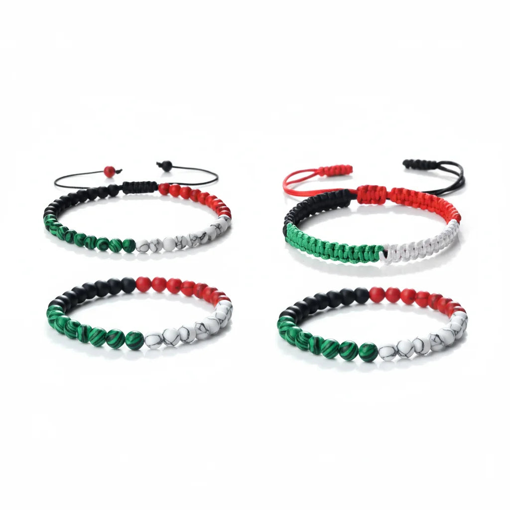 Palestine Flag Beaded Bracelet For Women Men Red Black White Green Color String Rope Braided Bangle Fashion Party Jewelry Gift
