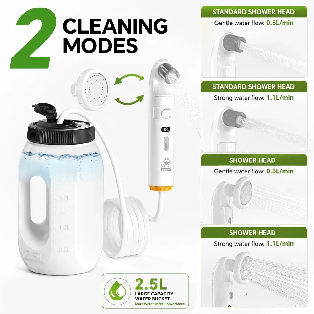 Portable Bidet Handheld Shataff Electric Bidet Dual-purpose Head for Personal Hygiene Cleaning Travel Camping Bidet RV Garden
