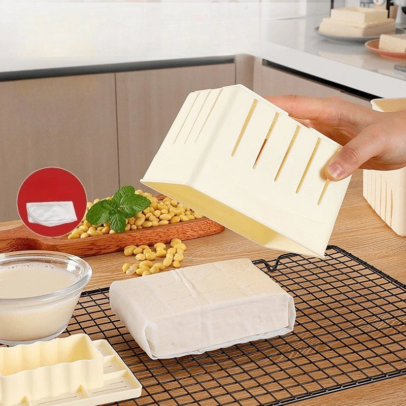 DIY Plastic Tofu Press Mould Homemade Tofu Mold Soybean Curd Tofu Making Mold With Cheese Cloth Kitchen Cooking