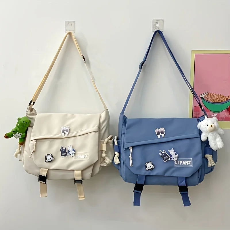Return To School Nylon Shoulder Bag, Large Capacity Crossbody Bags for Teen Girls Men Harajuku Messenger Bag Student School Bags