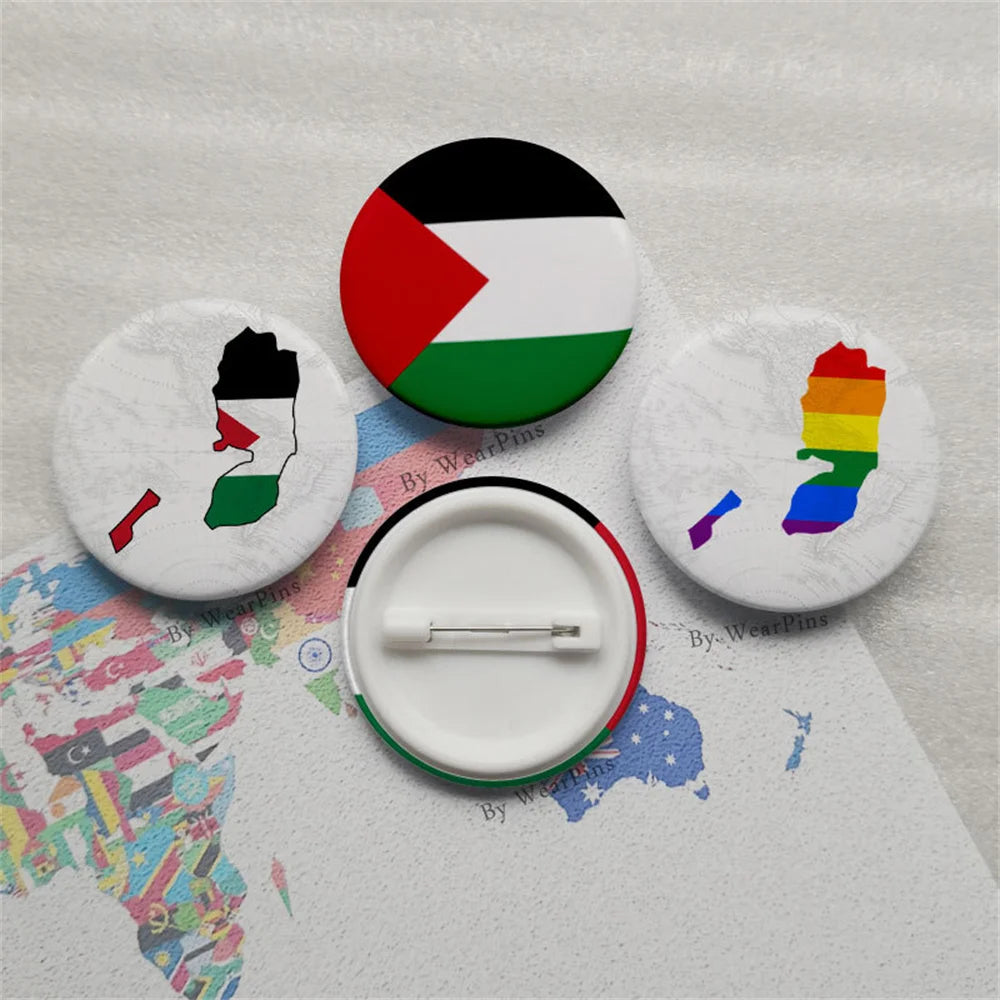 Palestine Flag Pin Palestine Rainbow Map Tinplate Badge Palestine Pin Clothing Hat Bag Accessories Home decoration