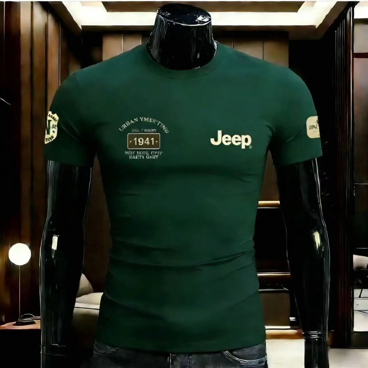 2026 Jeep High-quality Summer Round-neck Pure Cotton T-shirt, Breathable Men's Outdoor Casual Printed All-match Short-sleeved To