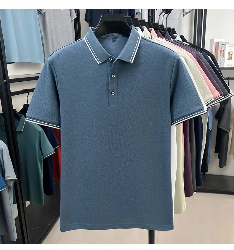 100% pure cotton summer men' luxury brand polo shirt temperament golf short style business casual high-quality T-shirt short top