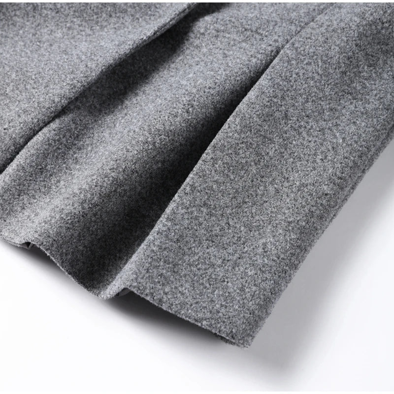 Elegant Women Solid Woolen Blazer Coat Skirt Suits Fashion Lapel Long Sleeves Overcoat Slim Hip Package Long Skirts Lady Outfits