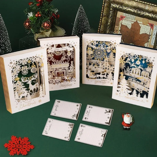 Christmas 3D Greeting Card Envelope Blessings DIY Christmas Eve Gift Elk Decoration Xmas Invitation Postcard Navidad Supplies