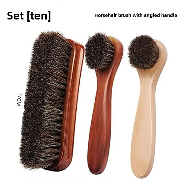 Horsehair Suede Polishing Brush Shoe Care Kit High Gloss Auto Seat Cleaner