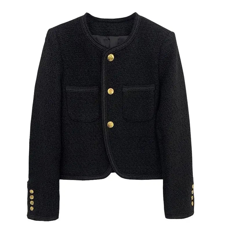 2025 New Early Spring Women's Tweed Suit Short Wool Coat Over Spring Autumn