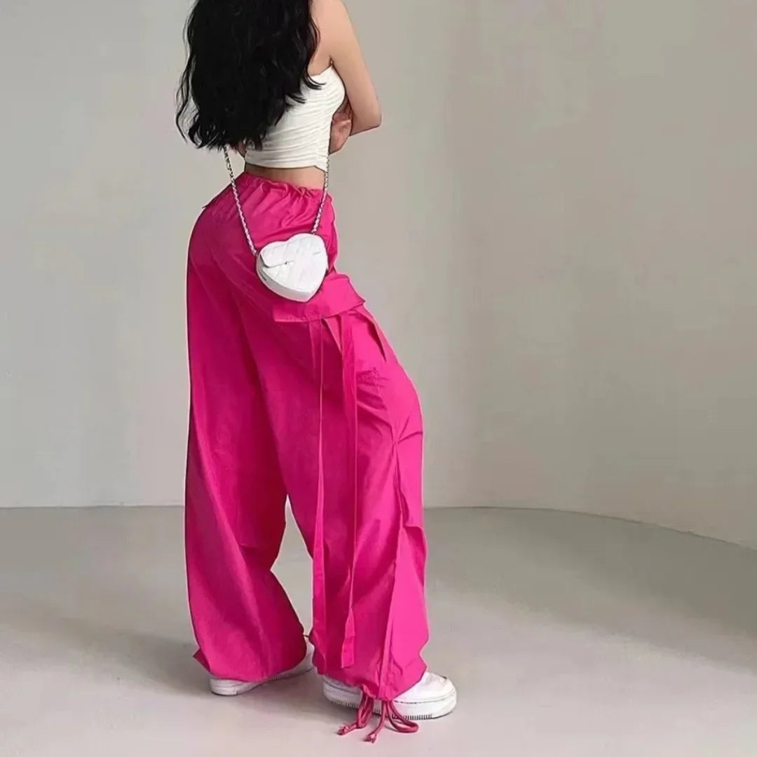 Pants Women Parachute Pants for Women Baggy Low Waist Zipper Y2K Pants Light Baggy Jogger Relaxed