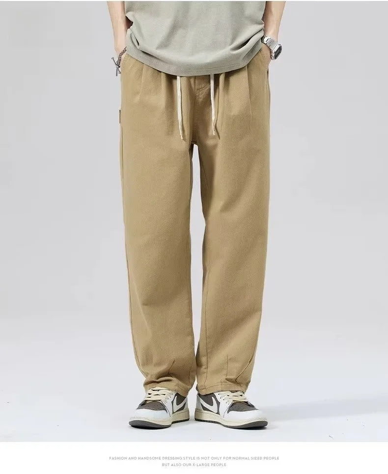 Spring Autumn Men's Loose Straight Leg Casual Sports Pants Trendy Brand Versatile Youthful Sle Long Pants Casual Trousers