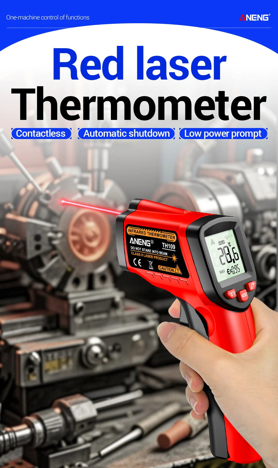 ANENG TH109 Thermometer IR Infrared Laser Industrial Temperature Measure Tester Non-Contact Thermometer Pyrometer Meter Tools