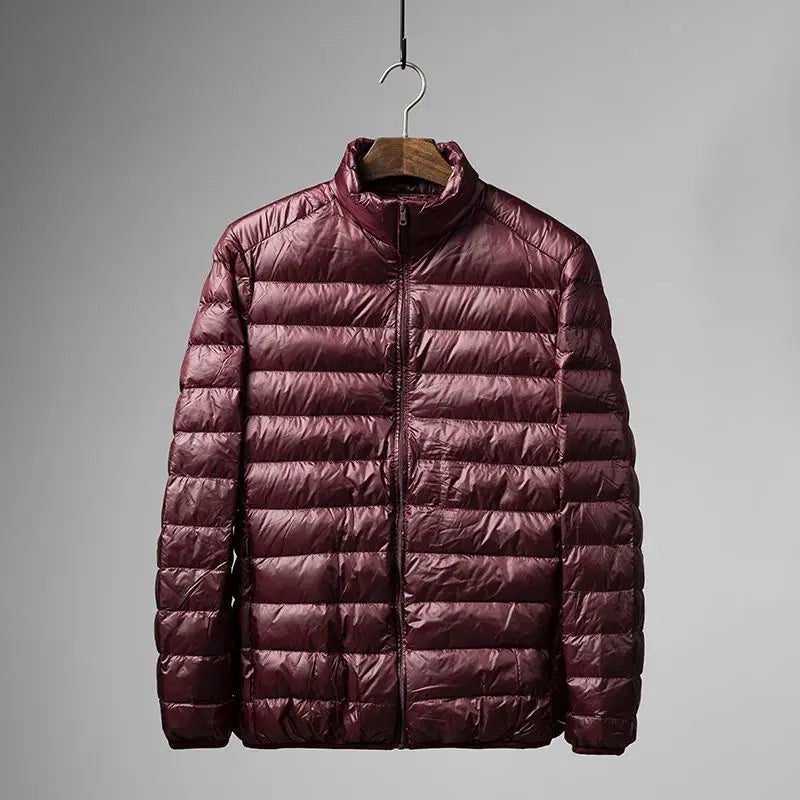 Portable Lightweight Short down Jacket for Men Autumn Winter Cotton Padded Stand Collar Casual Warm Elderly Friendly Outerwear