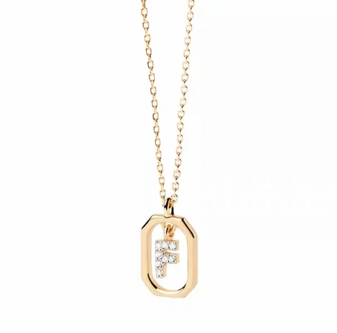 925 Sterling Silver Letter Necklace with 26 English Letter Zircon Pendant Geometric Design Personalized Necklace Luxury Jewelry
