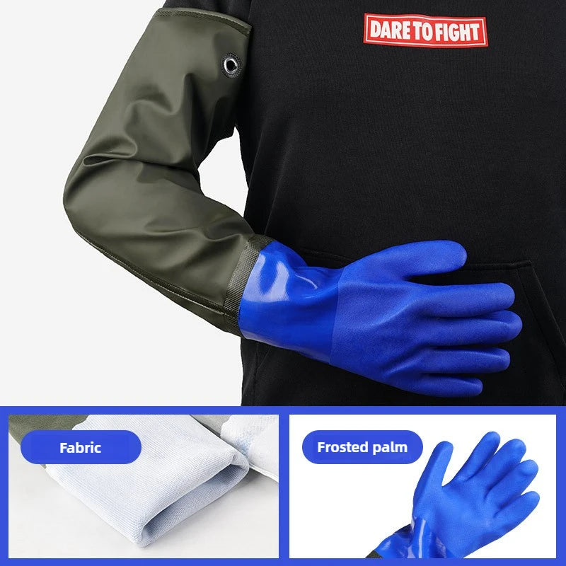 Warm fishing gloves, dishwashing, car washing, lengthened, non-slip, wear-resistant, waterproof, labor protection gloves