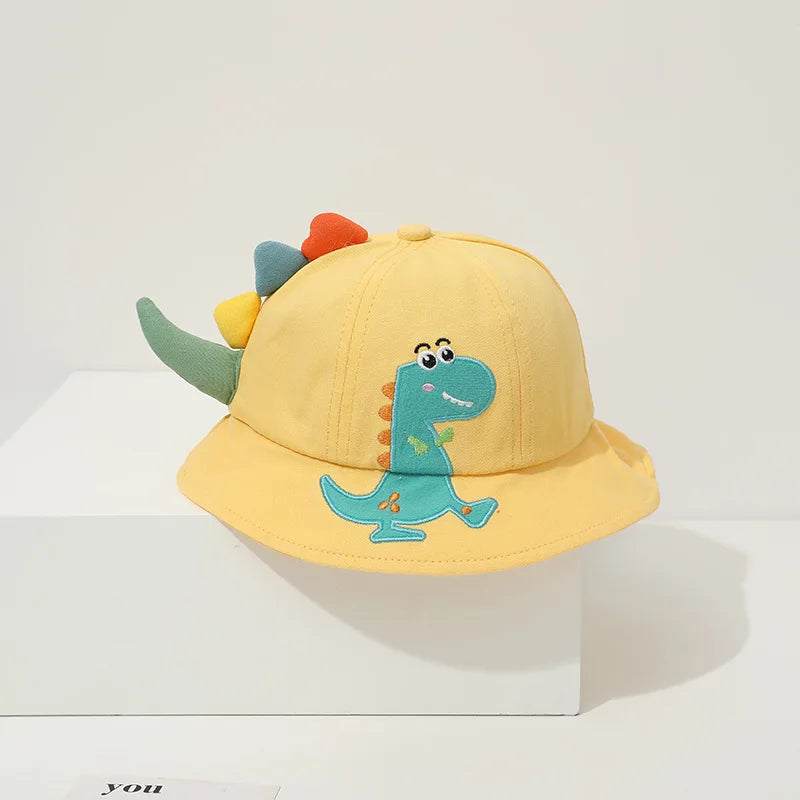 Cartoon Dinosaur Baby Fisherman Caps Korean Spring Summer Kids Outdoor Sun Hats For Boy Girl Casual Cute Kids Bucket Hats